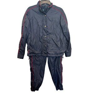 Vintage Lauren Ralph Lauren Petite Track Suit P/M Navy Blue With Red Piping Nylo